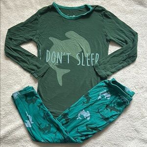 Kickee Pants Bamboo Green Tiger Shark Pajama Set